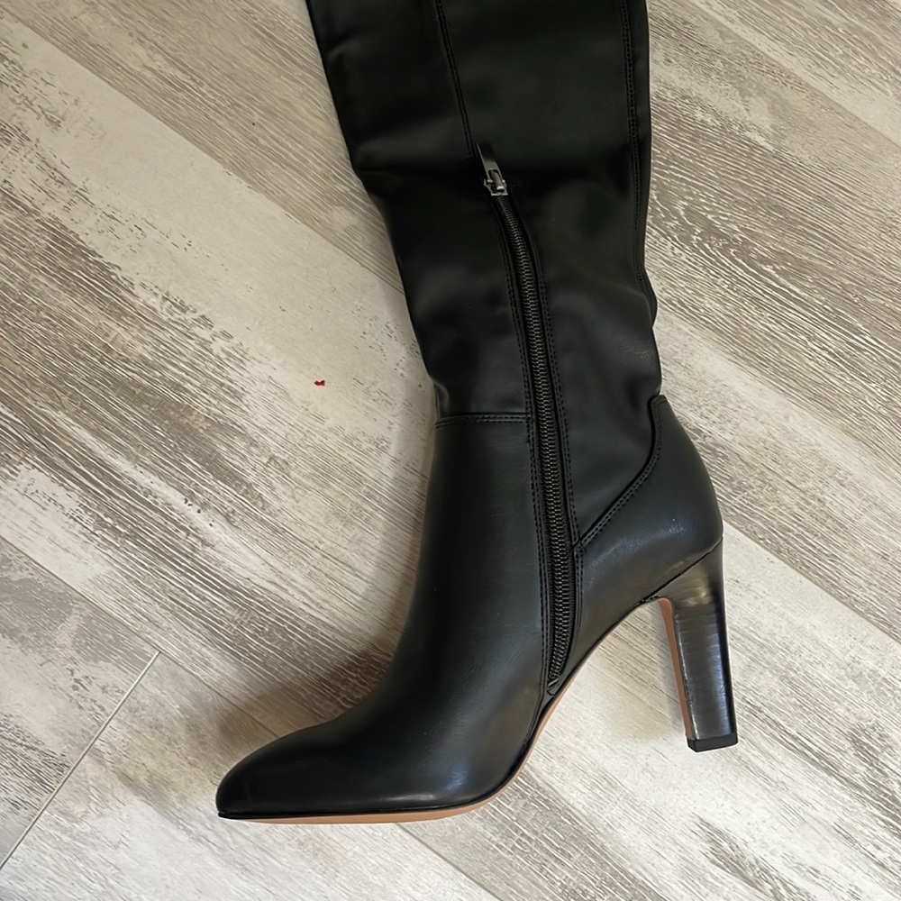 NIB Franco Sarto Katie Black OTK Sock Pointed Toe Boots - Picture 5 of 6